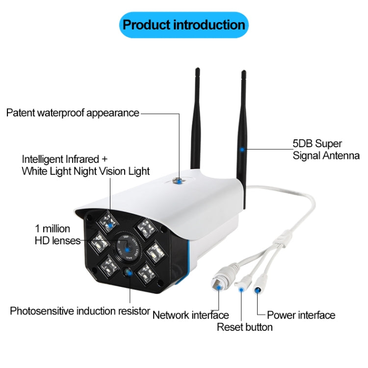 J-06 Indoor and Outdoor 1.0MP Wireless Wifi IP IR Camera, Support Infrared Night Vision / Motion Detection / TF Card (64GB Max), IR Distance: 50m, J-06 J-06 Indoor and Outdoor 1.0MP Wireless Wifi IP IR Camera, Support Infrared Night Vision / Motion Detection / TF Card (64GB Max), IR Distance: 50m, J-06